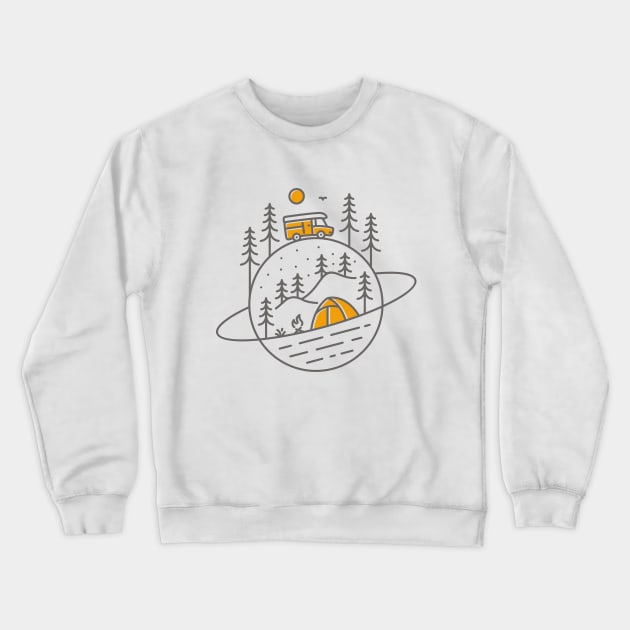 Space Camping Trip Crewneck Sweatshirt by VEKTORKITA